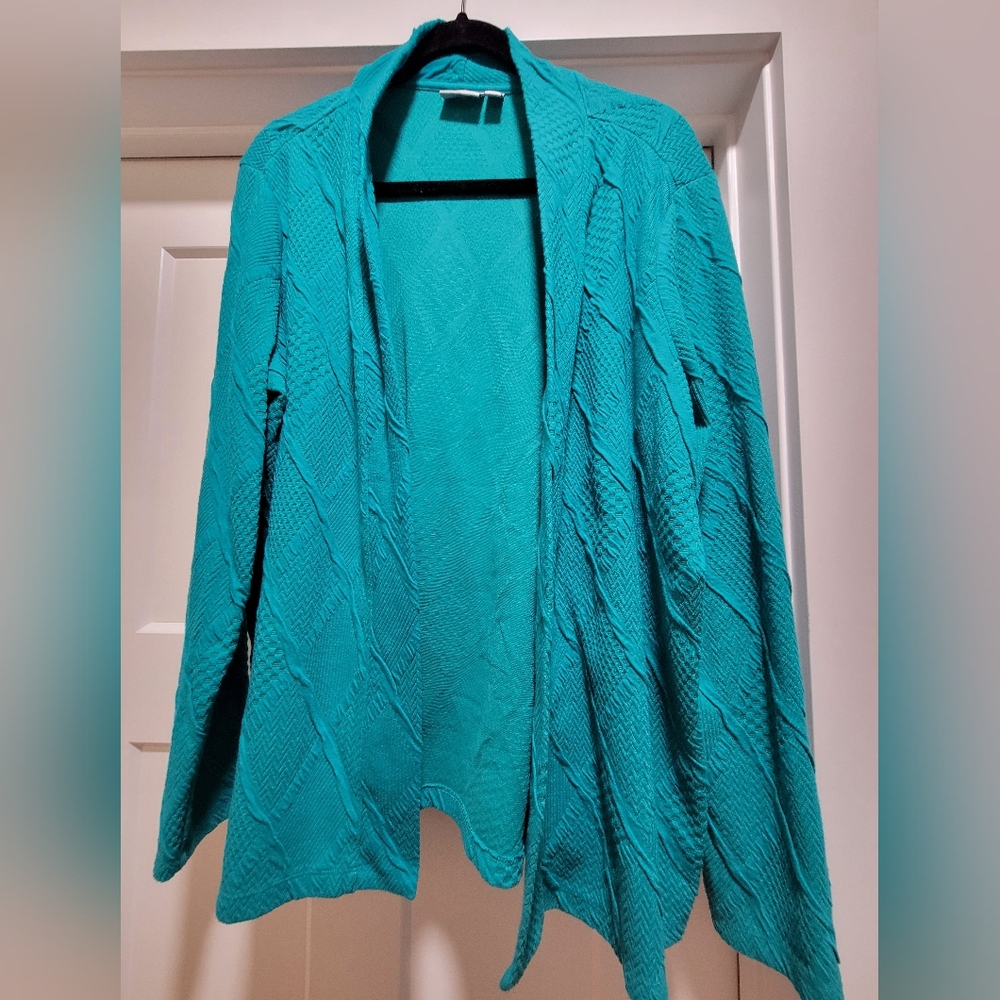 Women's Teal Open-Front Sweater